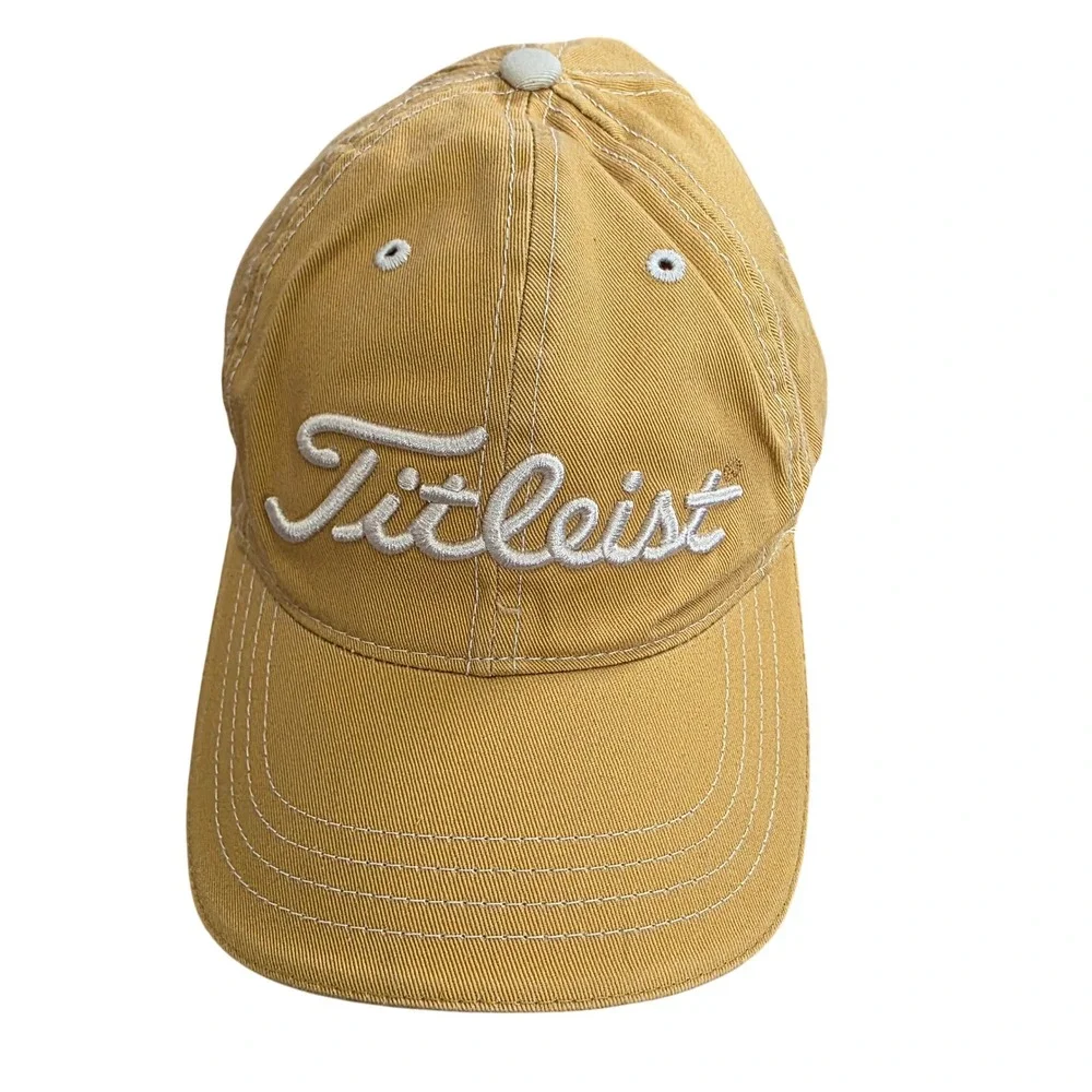 Titleist Golf Hat Mustard Yellow Adjustable Strapback‎ Dad Cap Embroidered Logo